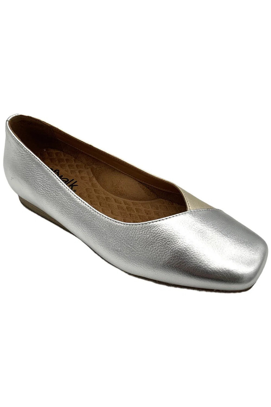 Softwalk Women's Vina Flats Silver/Champagne - Narrow